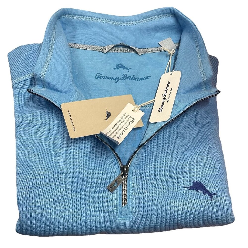Tommy Bahama Tobago Bay Half Zip Pullover Men’s 2XB Blue Sky - Picture 2 of 10